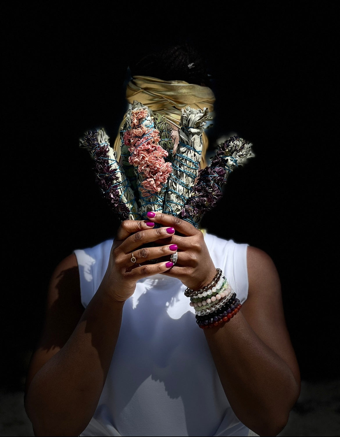 White Sage w/Chrysanths + Lavender