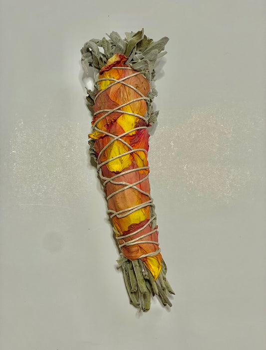 White Sage w/Orange Rose Petals